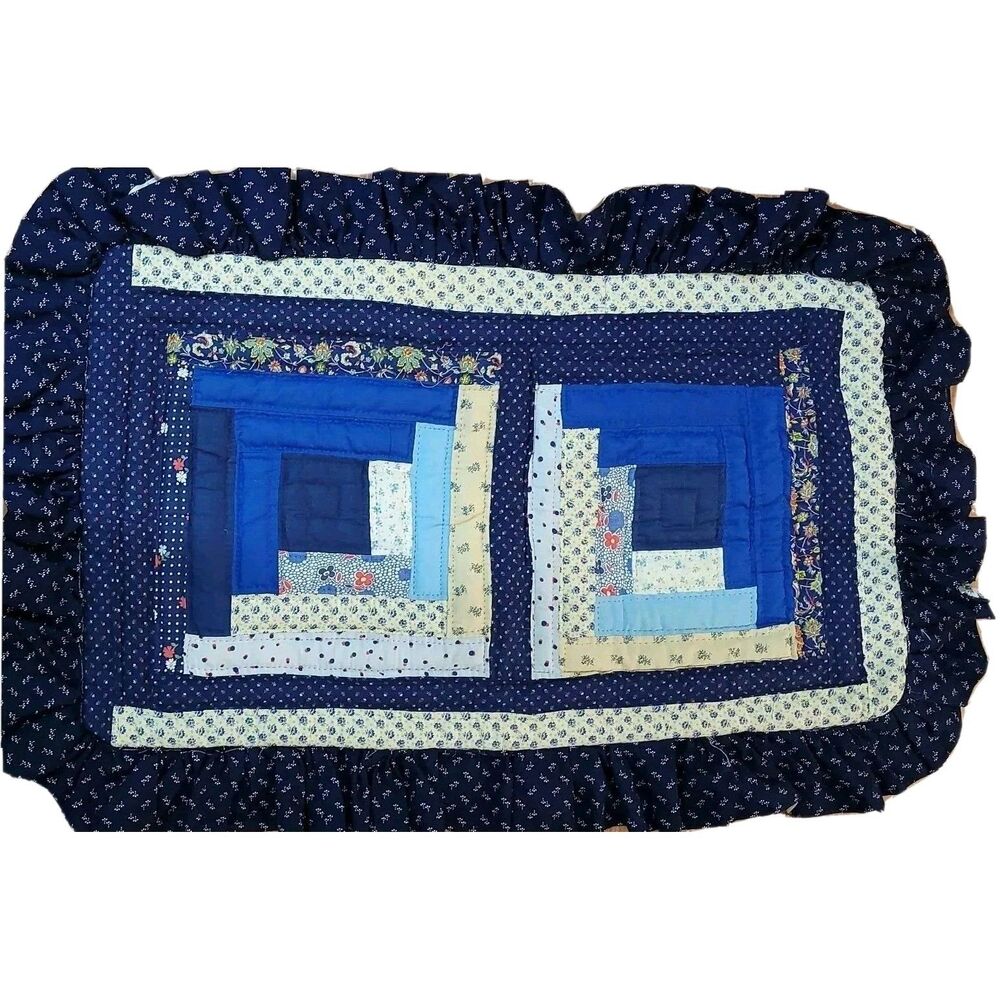 Vintage Quilted Patchwork Country Style Pillow Case Sham 27 X 17" Handmade